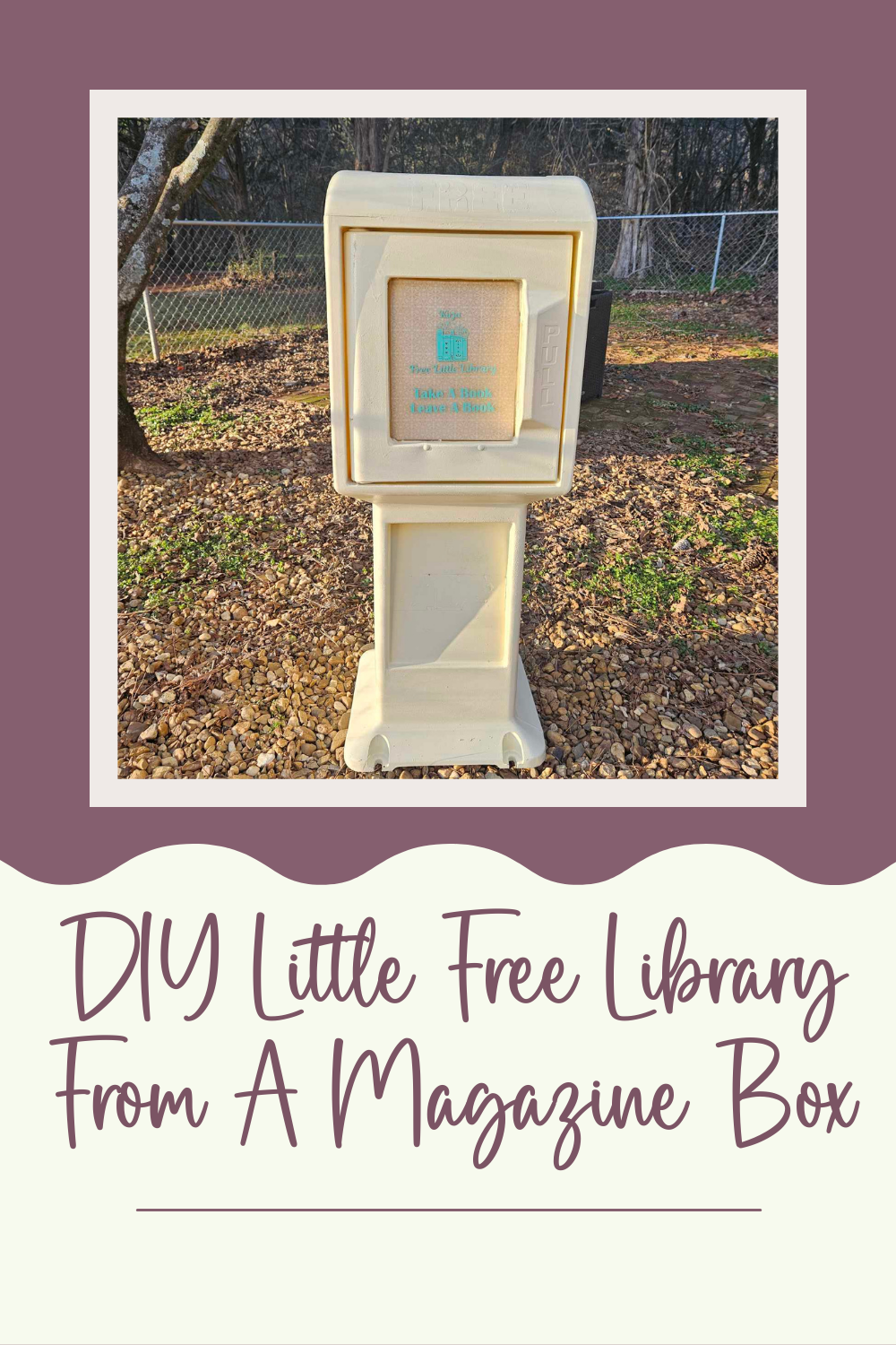 a diy little free library from a magazine publication box stand